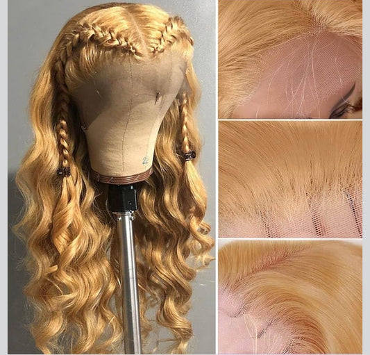 Honey Blonde Wig Human Hair 13x6 Body Wave HD Lace Front Wigs Human Hair Pre Plucked With Baby Hair 180% DensityHoney Blonde Lace Frontal Human Hair Wigs 27# Blonde Colored Wig Human Hair 28 Inch