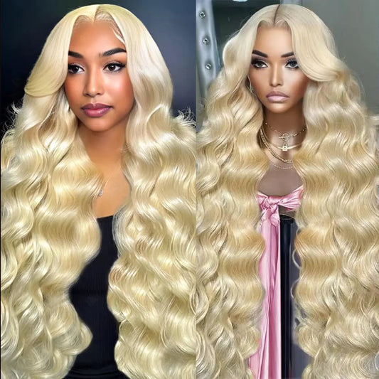 613 13x6 Lace Front Wig Human Hair 26 Inch Blonde Wig Human Hair 200 Density 613 HD Lace Frontal Wig Body Wave Blonde Lace Front Wigs Human Hair Pre Plucked Glueless Human Hair Wigs