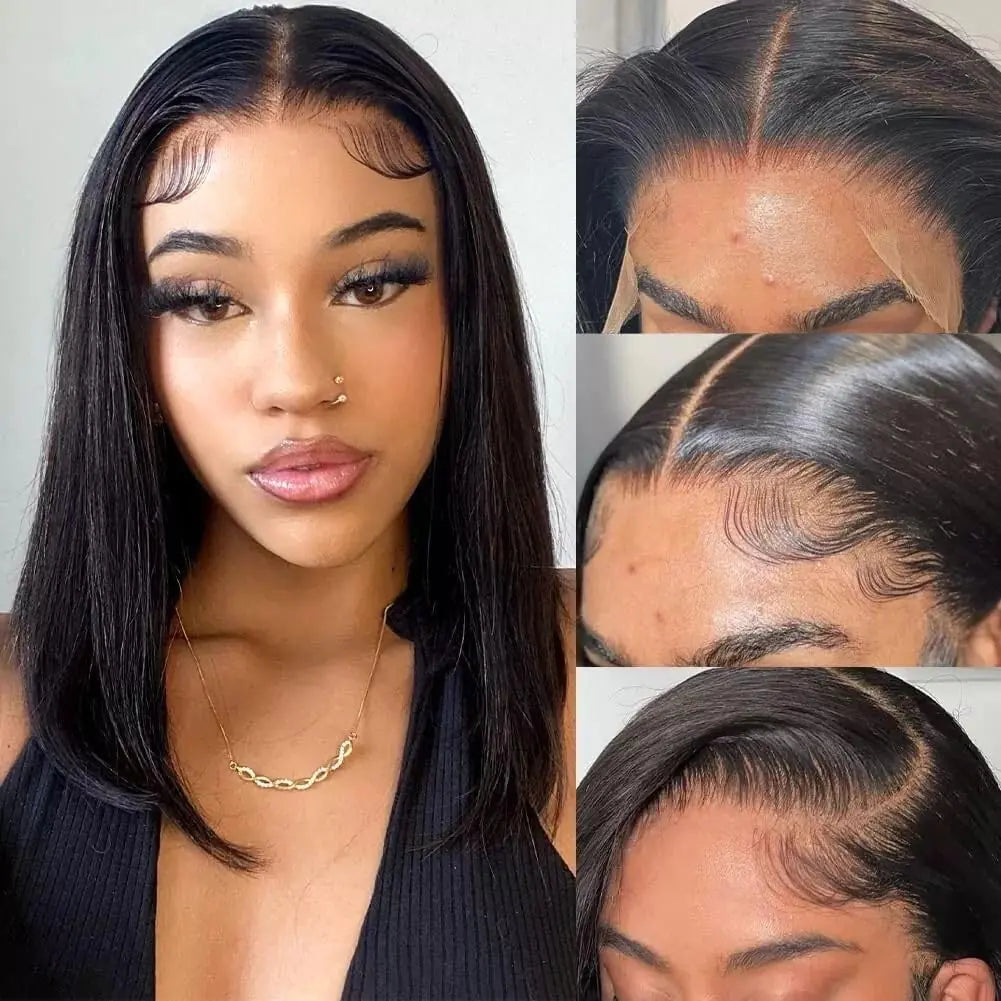 Obones Bob Wig Human Hair 13x4 HD Lace Front BOB Wigs for Black Women Human Hair Glueless Wigs Human Hair Pre Plucked Pre Cut 150% Density (13x4-NC 14inch)