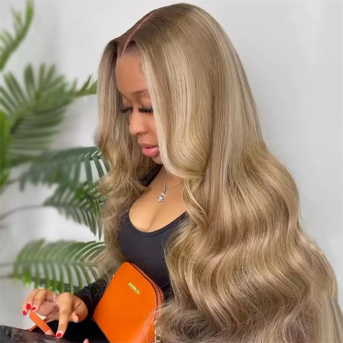 Highlight Ash Blonde Wigs Human Hair 180% Density 13X4 HD Balayage Glueless Wigs Human Hair for Women Gray Highlight Lace Front Wig Human Hair Pre Plucked Body Wave Lace Front Wigs 20 Inch