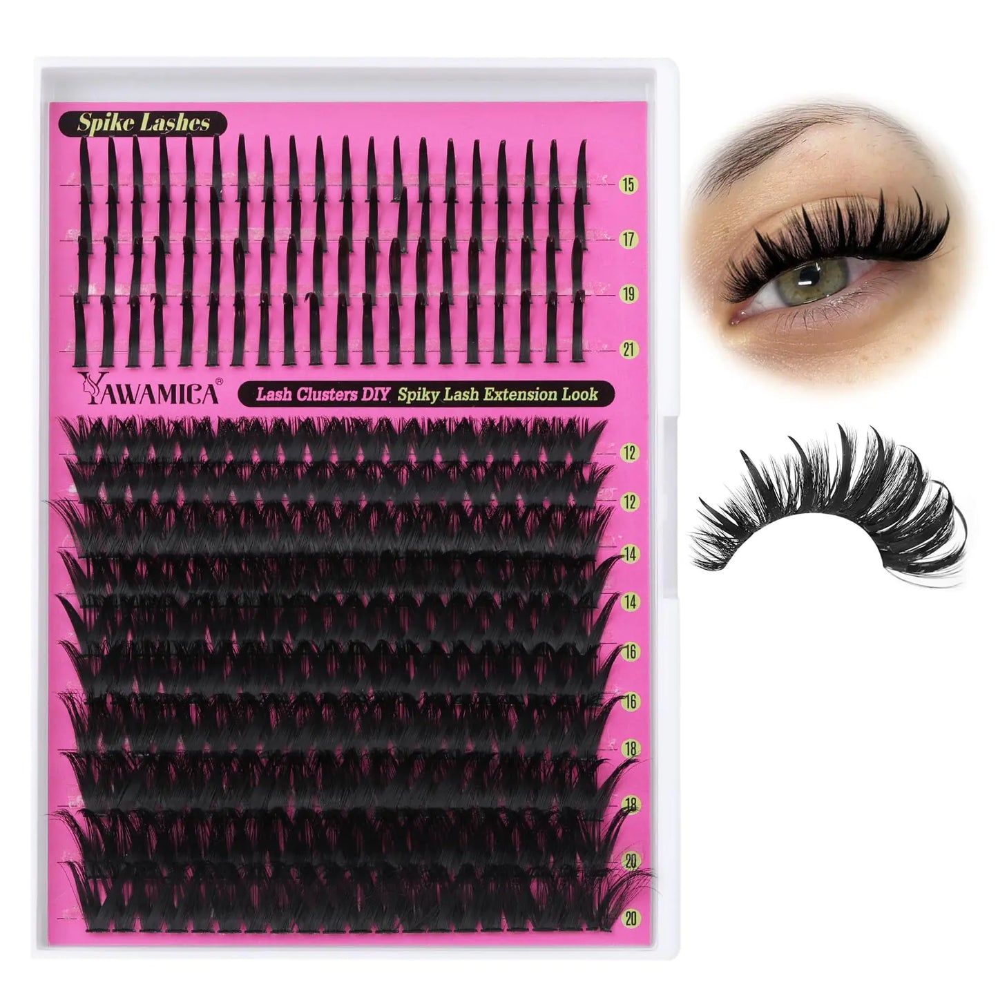 Lala 100D Volume Lash Clusters 12-20mm with Spike Individual Lashes 15-21mm DIY Manga Lashes Clusters Wispy Eyelash Clusters D Curl Cluster Eyelash Extensions Fairy Cluster Eyelashes 280pcs