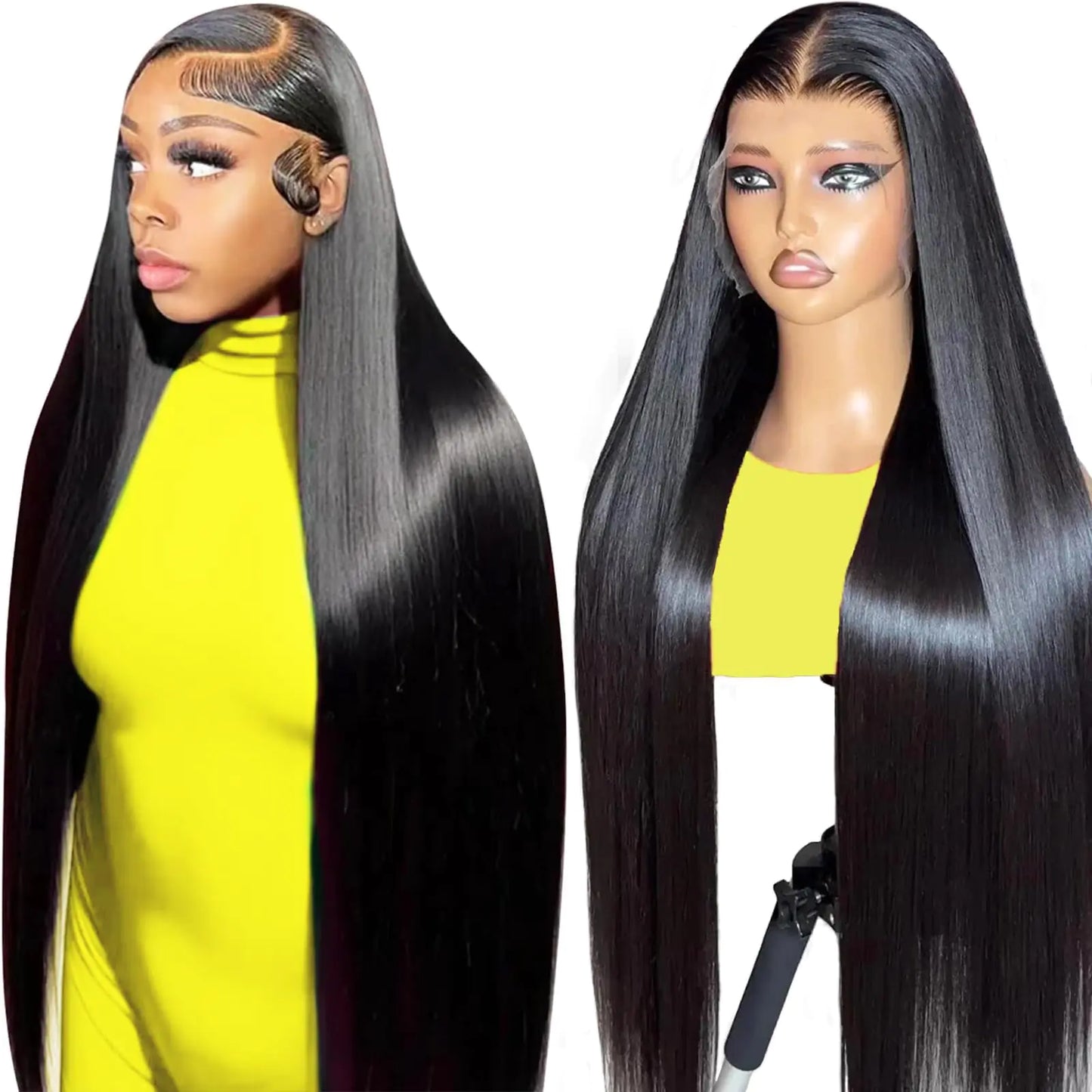 40 Inch Straight Human Hair Lace Front Wig 360 Density 13x6 Lace Front Wigs Human Hair Pre Plucked with Baby Hair 15A Glueless Straight Frontal Human Hair Wigs For Black Women
