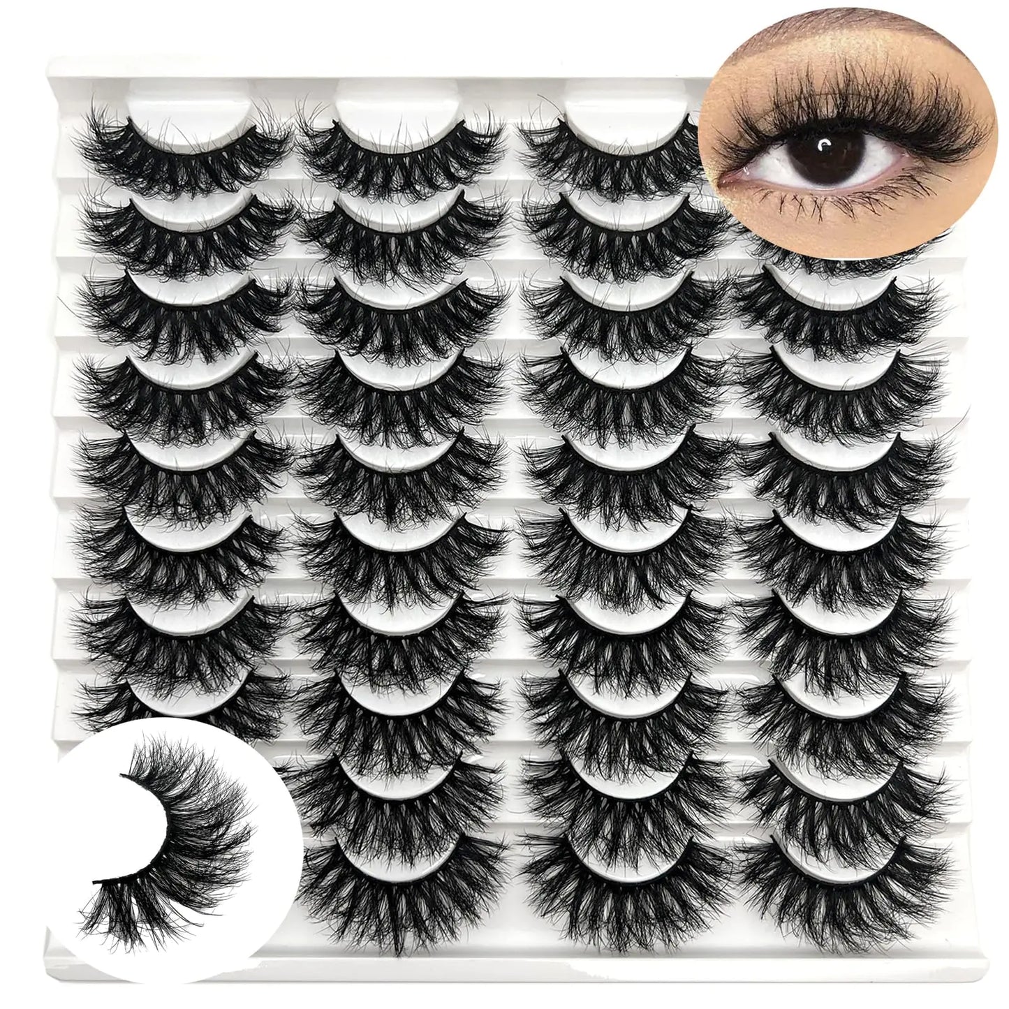 IFSOWDRA Mink Lashes Wispy Fluffy 3D Mink Strip 16-18mm Long Volume False Eyelashes Mink D Curl Dramatic Eyelashes Cat Eye Lashes Pack