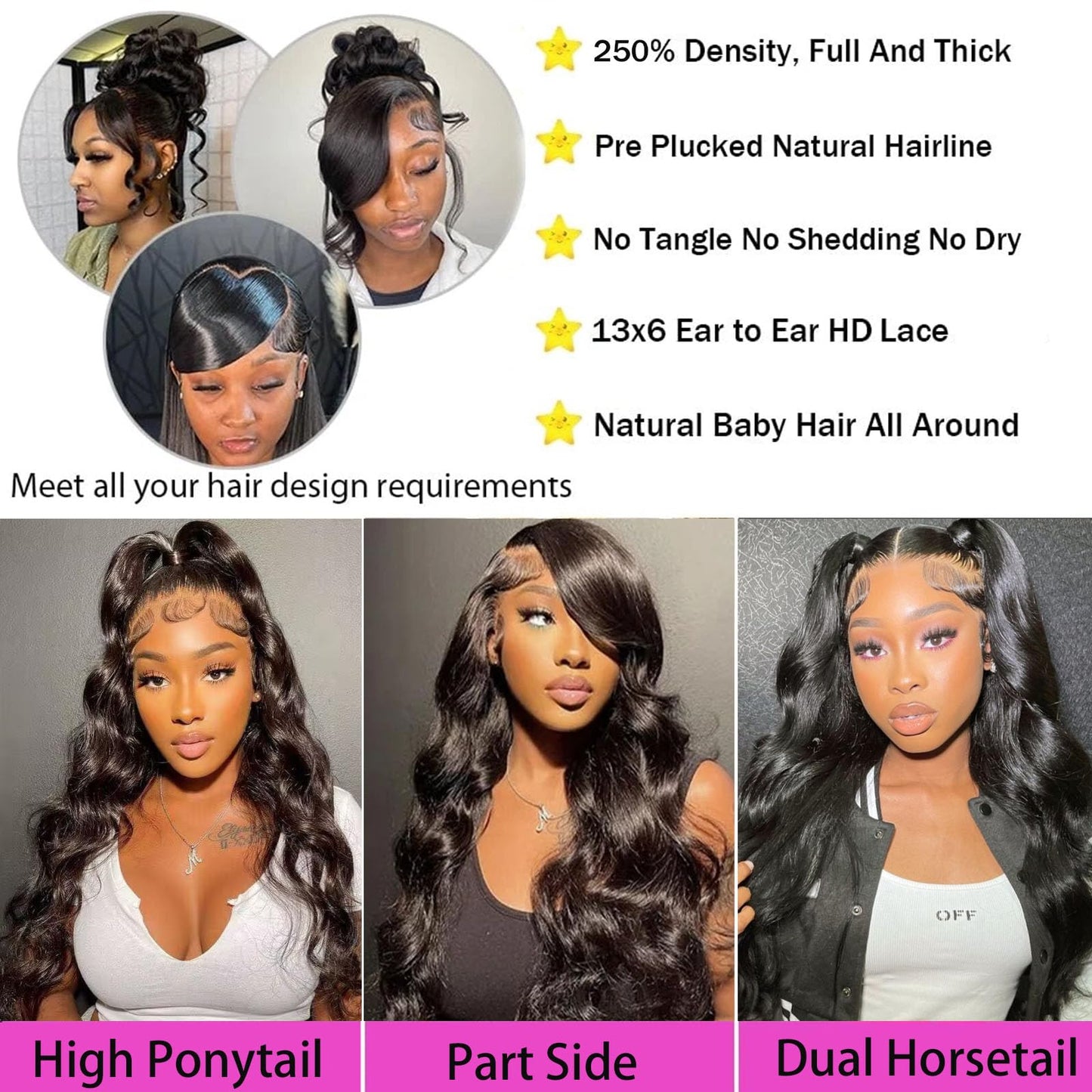 Lala Body Wave 100% Human Hair Lace Frontal Wigs 13X6 Lace Front Wig 28inches