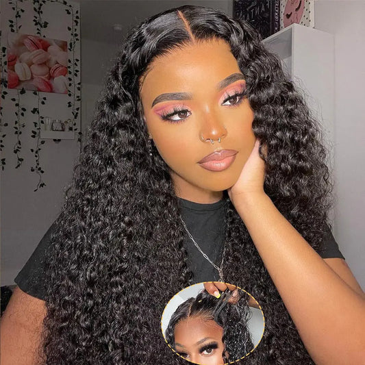 Lala Hair 28 Inch Glueless Wear and Go Human Hair Wigs for Beginners Deep Wave Lace Front Wigs Human Hair Pre Cut Lace Pre Pluck Hairline Wigs for Women Human Hair Lace Front Deep Wave Wig
