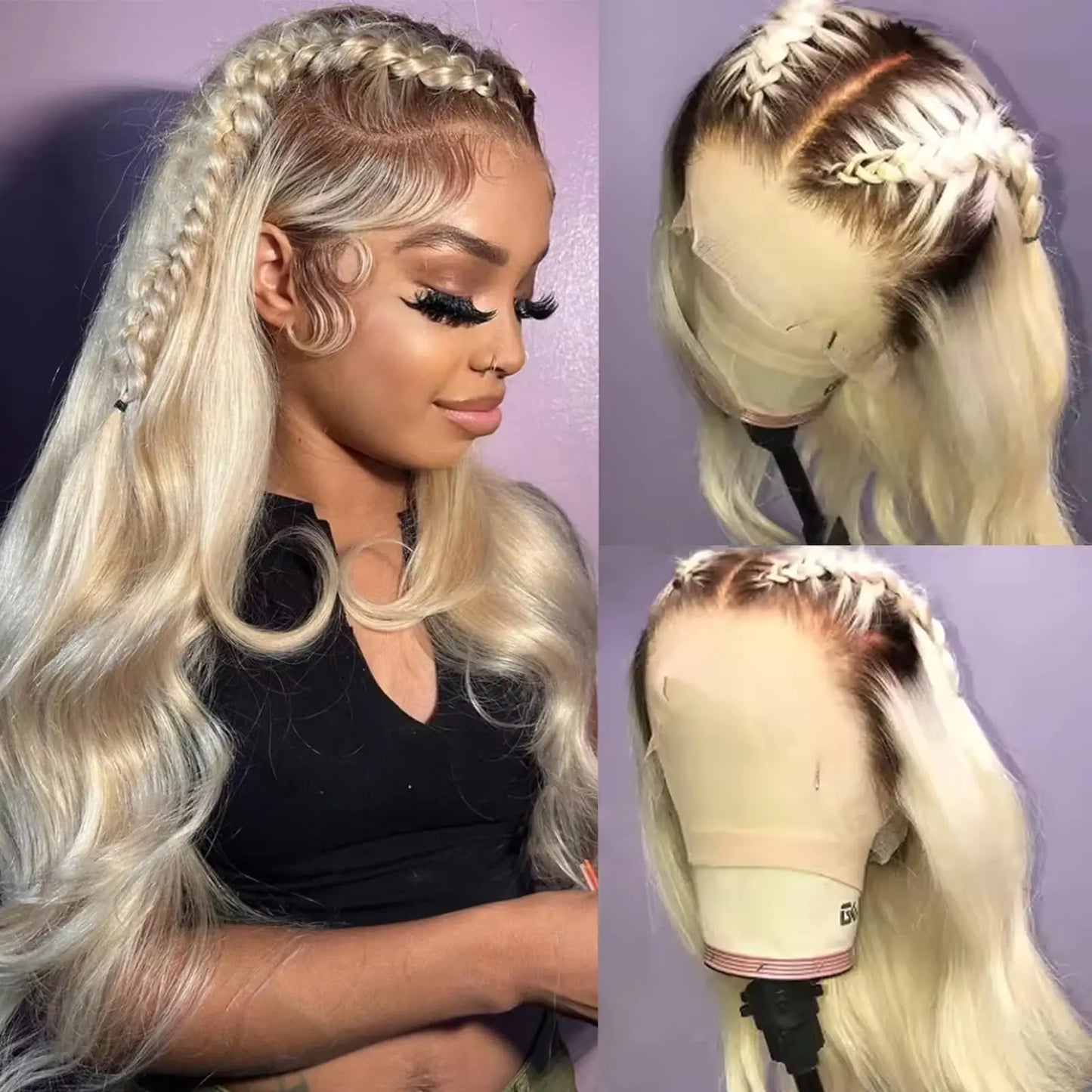 13x4 Ombre Blonde Human Hair Lace Front Wigs Pre Plucked 1B/613 Ombre Lace Front Wig Human Hair 150% Density Colored Glueless Wigs Human Hair 28 Inch
