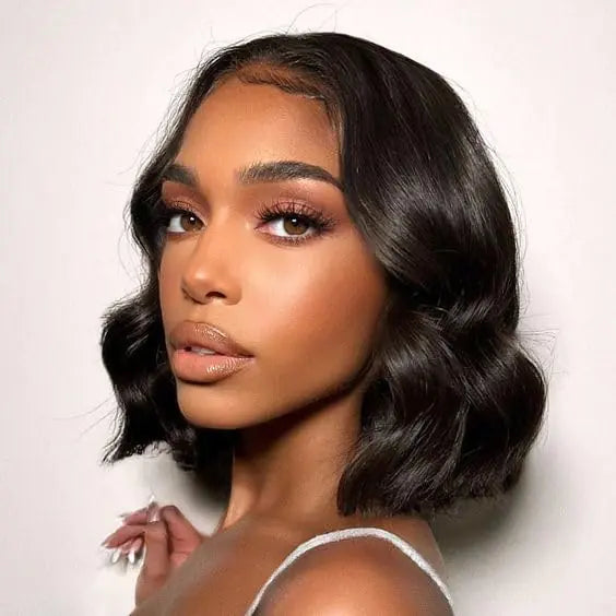 10 Inch Bob Wig Human Hair 13x6 Body Wave Lace Front Wigs Human Hair 180% Density Natural Black Lace Front Wigs Human Hair Pre Plucked Human Hair Wigs for Black Women Wigs Human Hair with Baby Hair