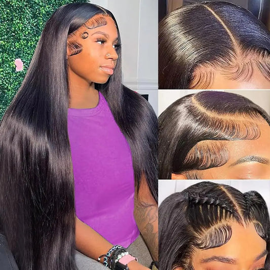 Lala Hair 13x6 Lace Front Wigs Human Hair Straight HD Lace Front Wigs Human Hair Pre Plucked with Baby Hair 200% Density 13x6 Frontal Wigs Human Hair Glueless Wig for Black Women 26 Inch Natural Color