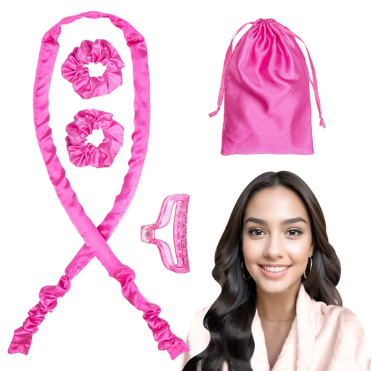 Lala Hair Satin Heatless Curling Set - Overnight Hair Curlers Heatless Hair Curler Heatless Curling Rod Headband No Heat Soft Curler to Sleep in for Long Hair and Medium Hair (Rose Red)