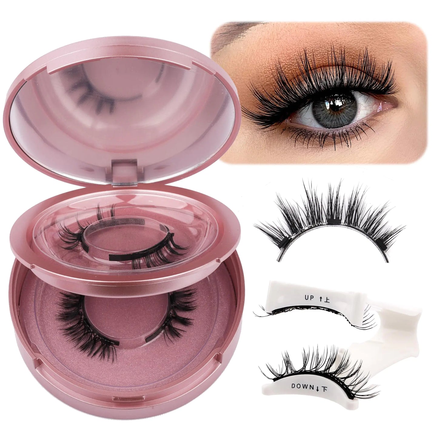 Lala Hair Magnetic Eyelashes 2 Pairs Magnetic Lashes Natural Look Magnetic Eyelashes with Applicator and Mirror No Glue&No Eyeliner Needed False Eyelashes Magnetic Lashes Kit Easy to Use