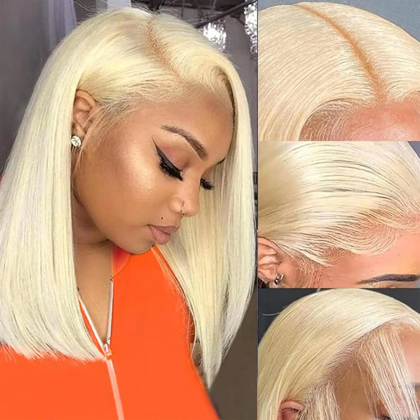 Blonde Bob Wig Human Hair 613 Lace Front Wig Human Hair 180% Density 13x6 HD Lace Frontal Wigs Human Hair Pre Plucked With Baby Hair Glueless Short Straight Bob Wigs for Women (12 inch 613 bob wig)
