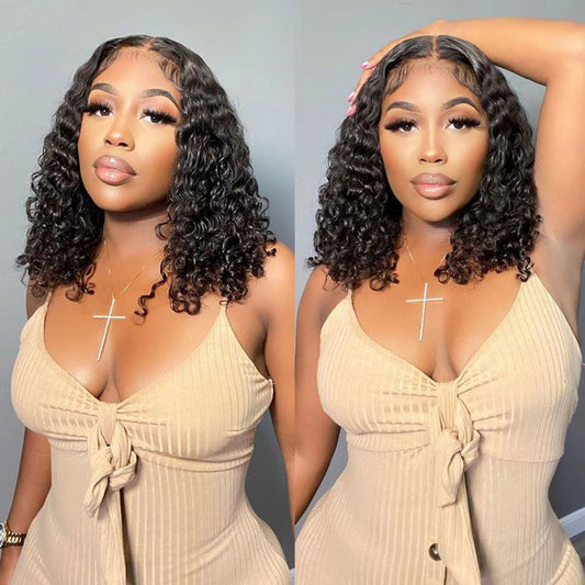 Short Lace Frontal T-part Human Hair Lace Frontal Wig Wear and Go 100% Human Hair