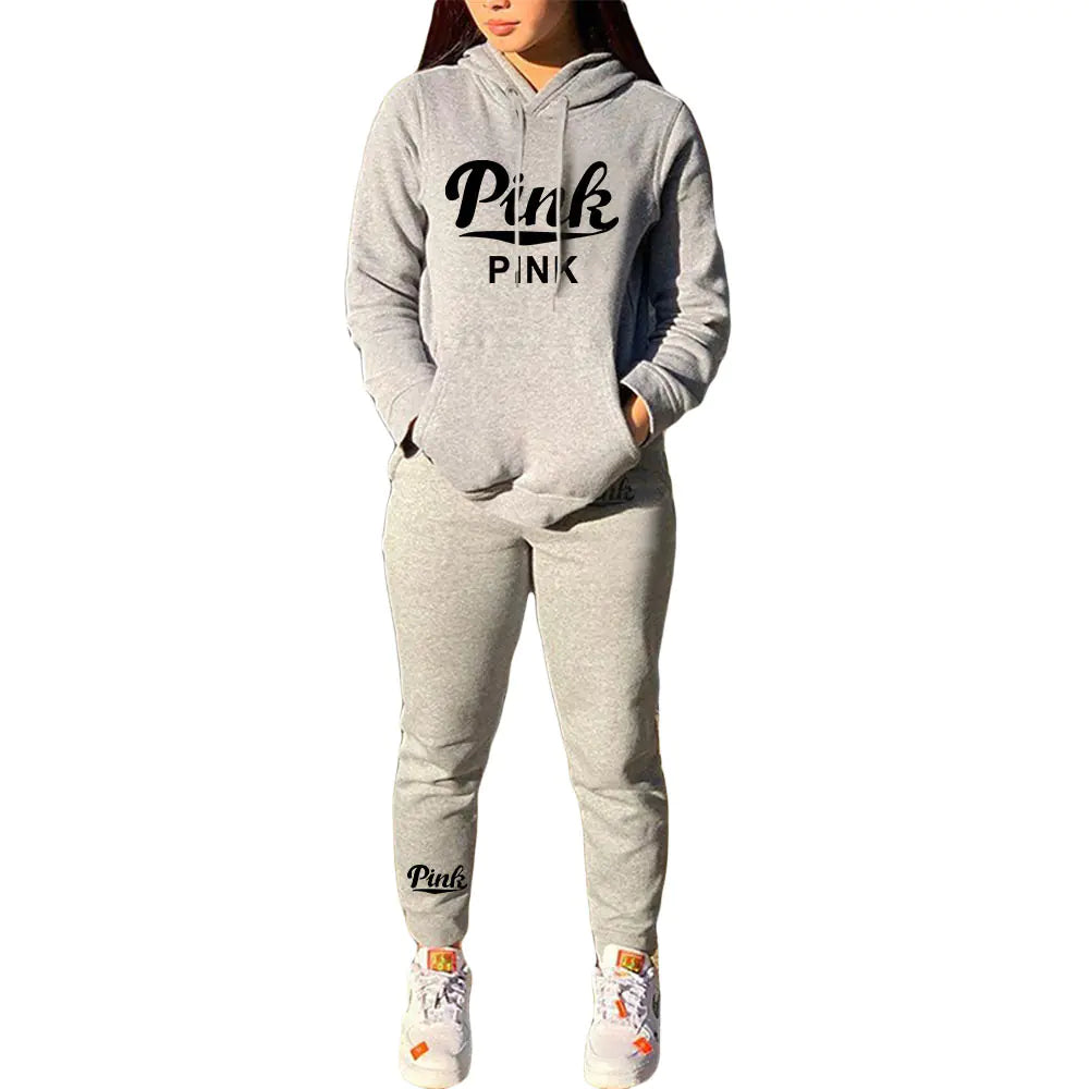 Casual Pink Sweatshirt Set