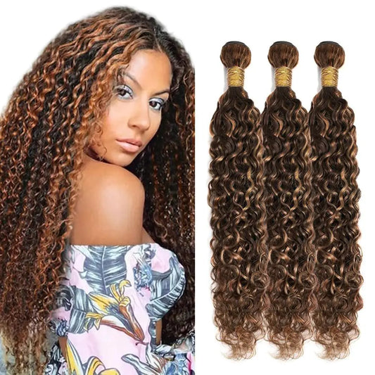 Habiliana Bundles Human Hair Water Wave P4/30 Human Hair Bundles Unprocessed Brazilian Virgin Hair Bundles P4/30 Human Hair Quick Weave Hair Extension