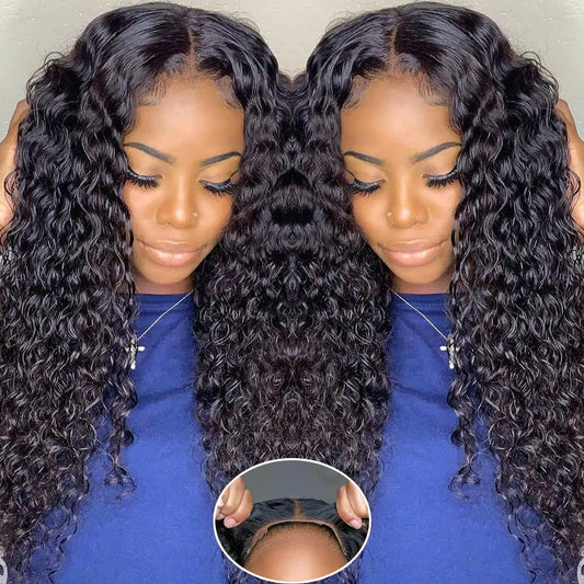 Wear and Go Glueless Wigs Human Hair Pre Plucked Pre Cut 5x5 HD Lace Closure Wigs Human Hair Water Wave Human Hair Wigs Real 180% Density Loose Deep Wave Closure Wig 20 Inch