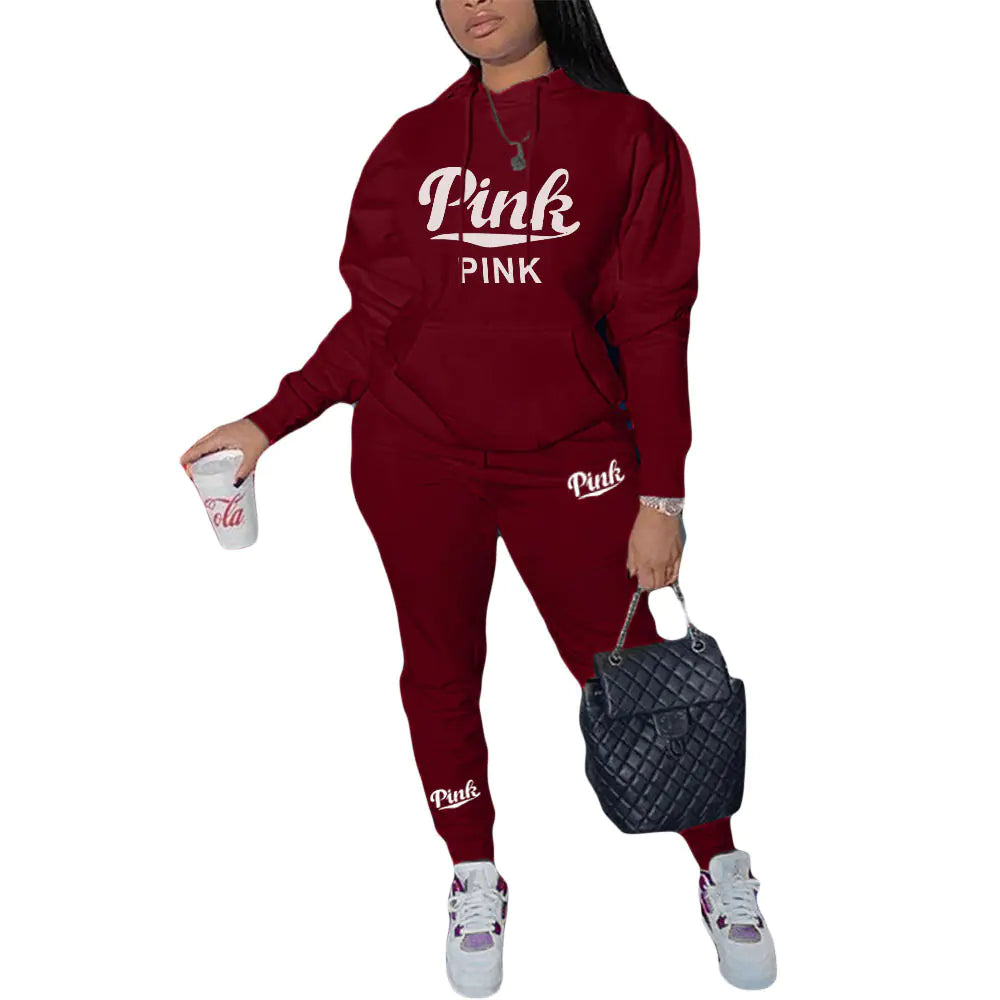 Casual Pink Sweatshirt Set