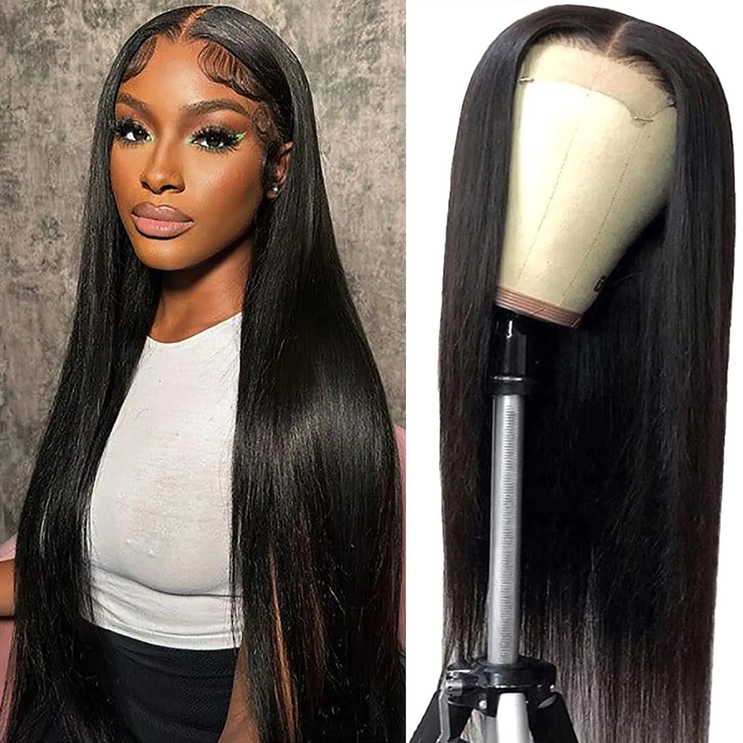Lala Hair Straight Lace Front Wigs Human Hair for Black Women 4x4 Lace Closure Wigs Human Hair 180% Density Brazilian Glueless Wigs Human Hair 22 Inch