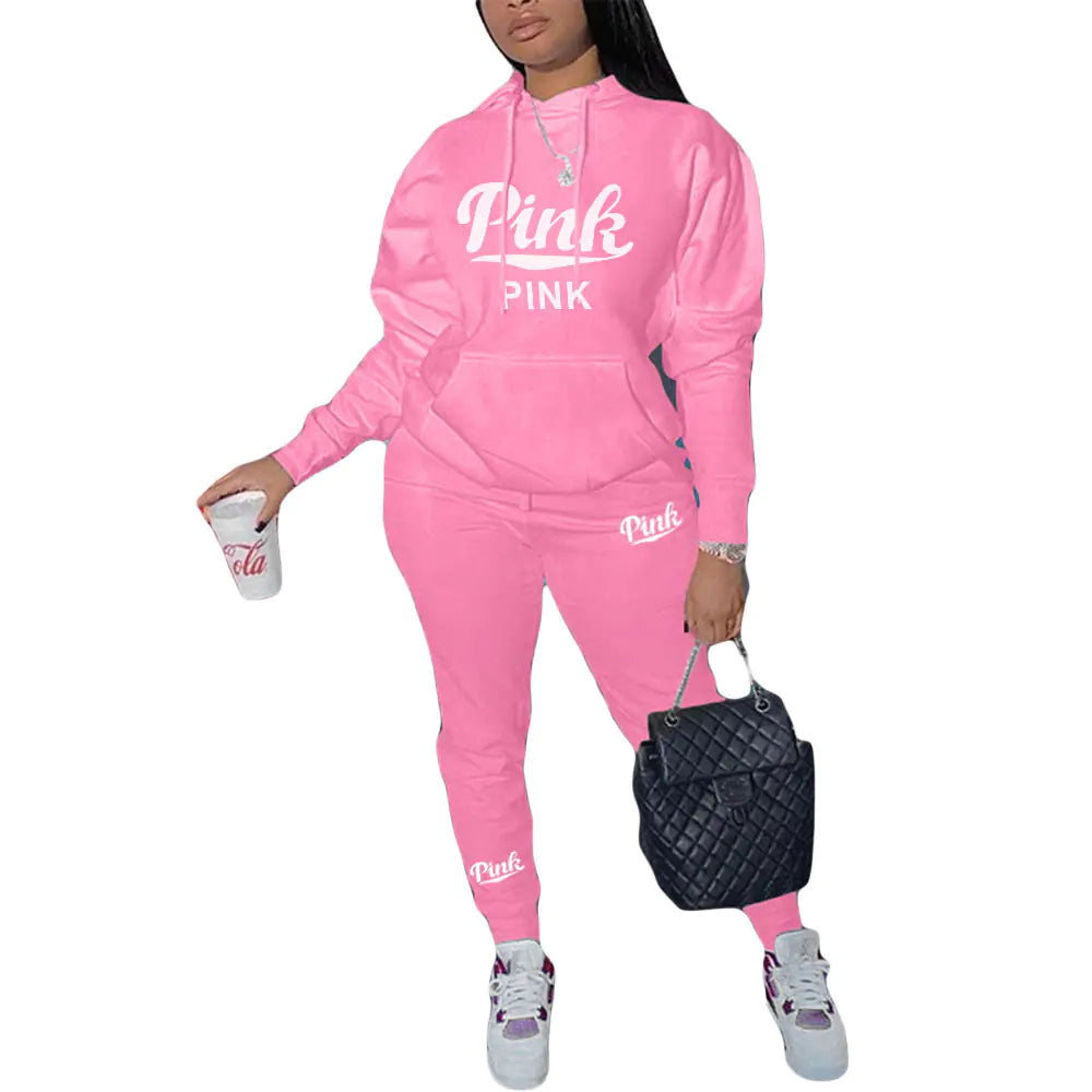 Casual Pink Sweatshirt Set