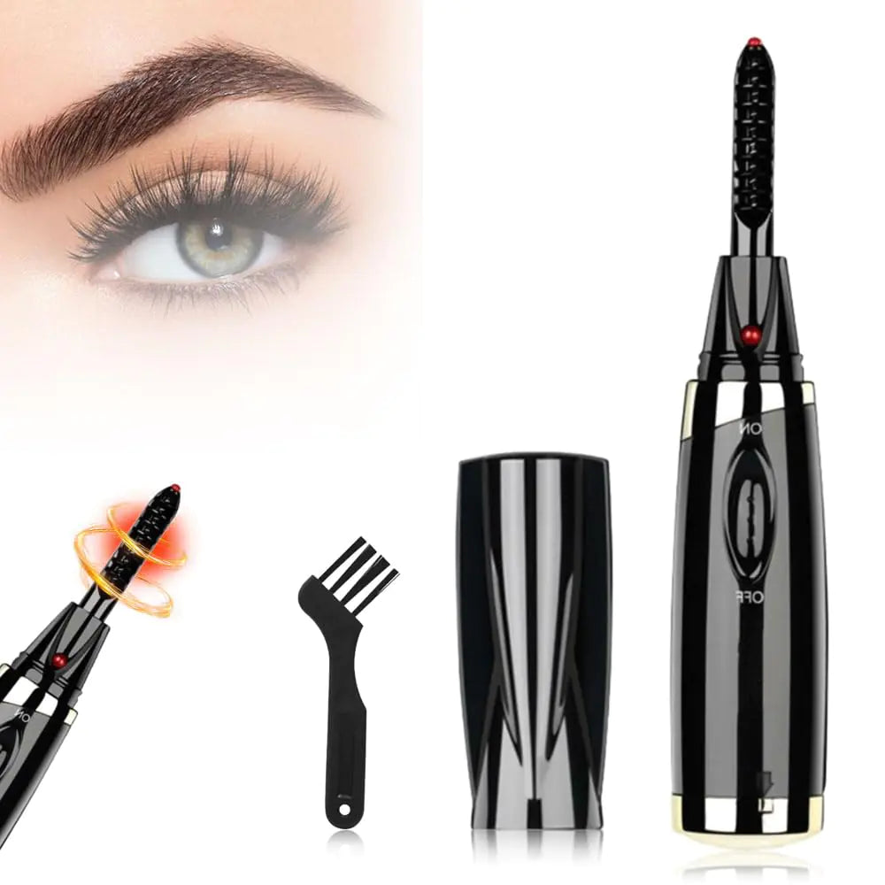 Lala Hair Heated Lash Curling Tool 2025 New Heated Eyelash Curler for Quick Heating Curling Electric Eyelash Curler Heated Eyelash Curler Set with Lash Brush Electric Eyelash Curler for Women (Black 1pcs)